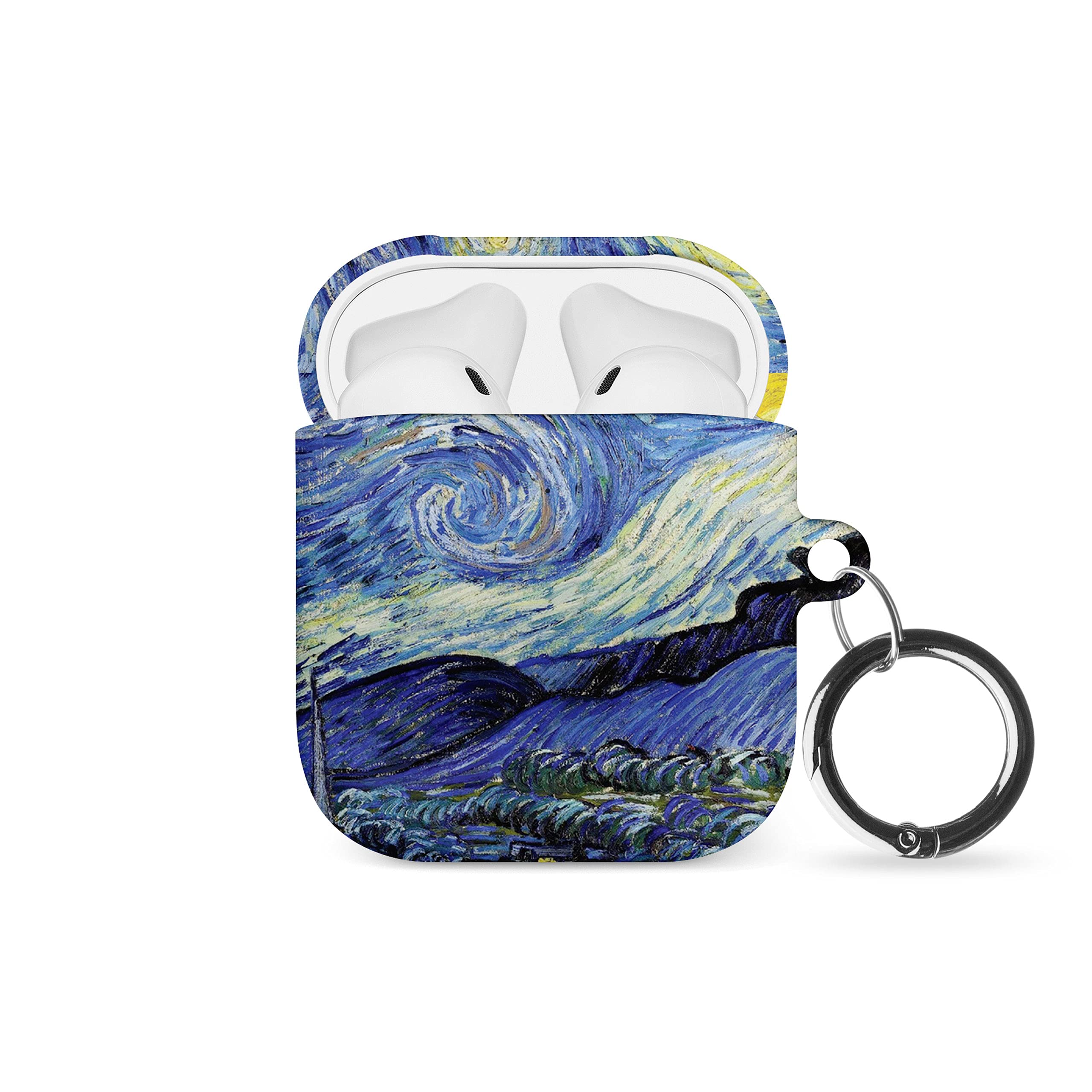Case/Cover compatible with Apple AirPods 1 & 2 Earpods. [01- Van Gogh Starry Night]