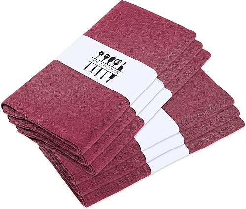 Juego de 6 servilletas de lino de algodón lavable natural, rústico, suave, cómodo y reutilizable, para celebración de bodas y decoración de fiestas,