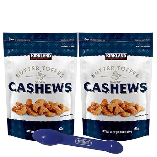 Port 92 - Paquete de anacardos de caramelo de mantequilla – 2 bolsas de anacardos Kirkland Siganture Butter Toffee – Bolsas de 24 onzas – Incluye