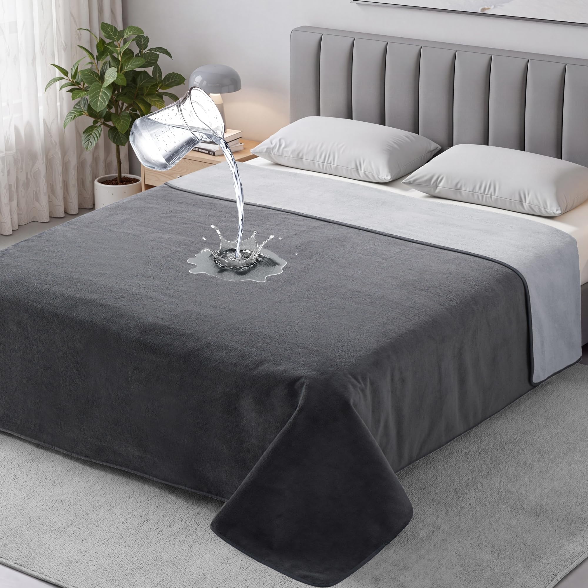 Couverture Imperméable 203x229cm, 3 Couches contre humidité et taches