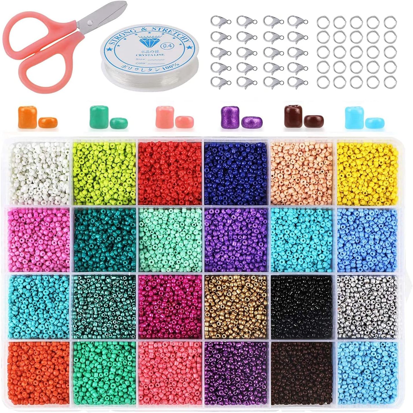 PHOGARY 24000 Glass Seed Beads, 2mm (11/0) Small Beads Mini