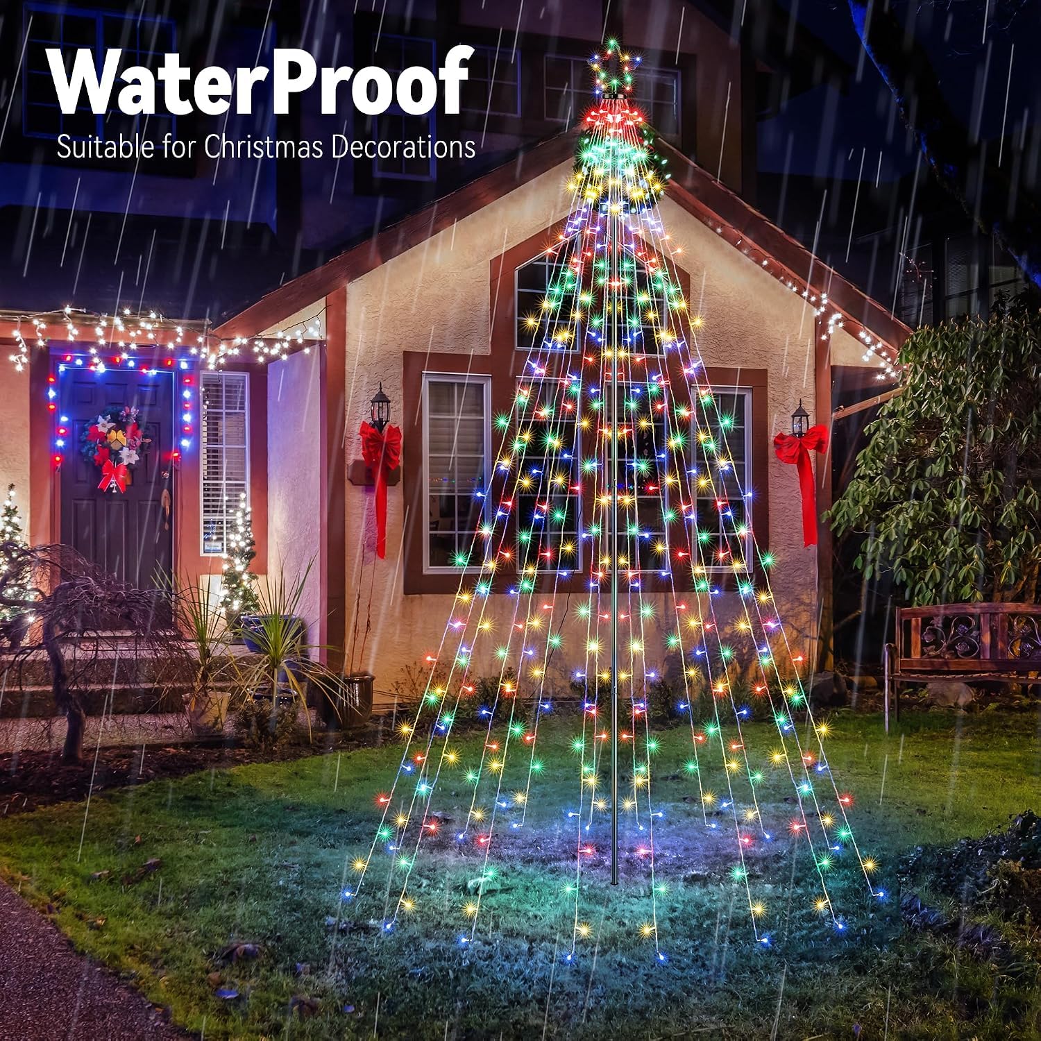 iBaycon Luces Navideñas Para Exteriores Con Estrella,2,3 m Multicolor