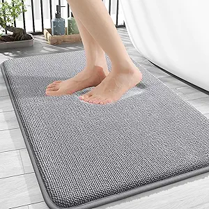 OLANLY Memory Foam Bath Mat 30x20, Grey