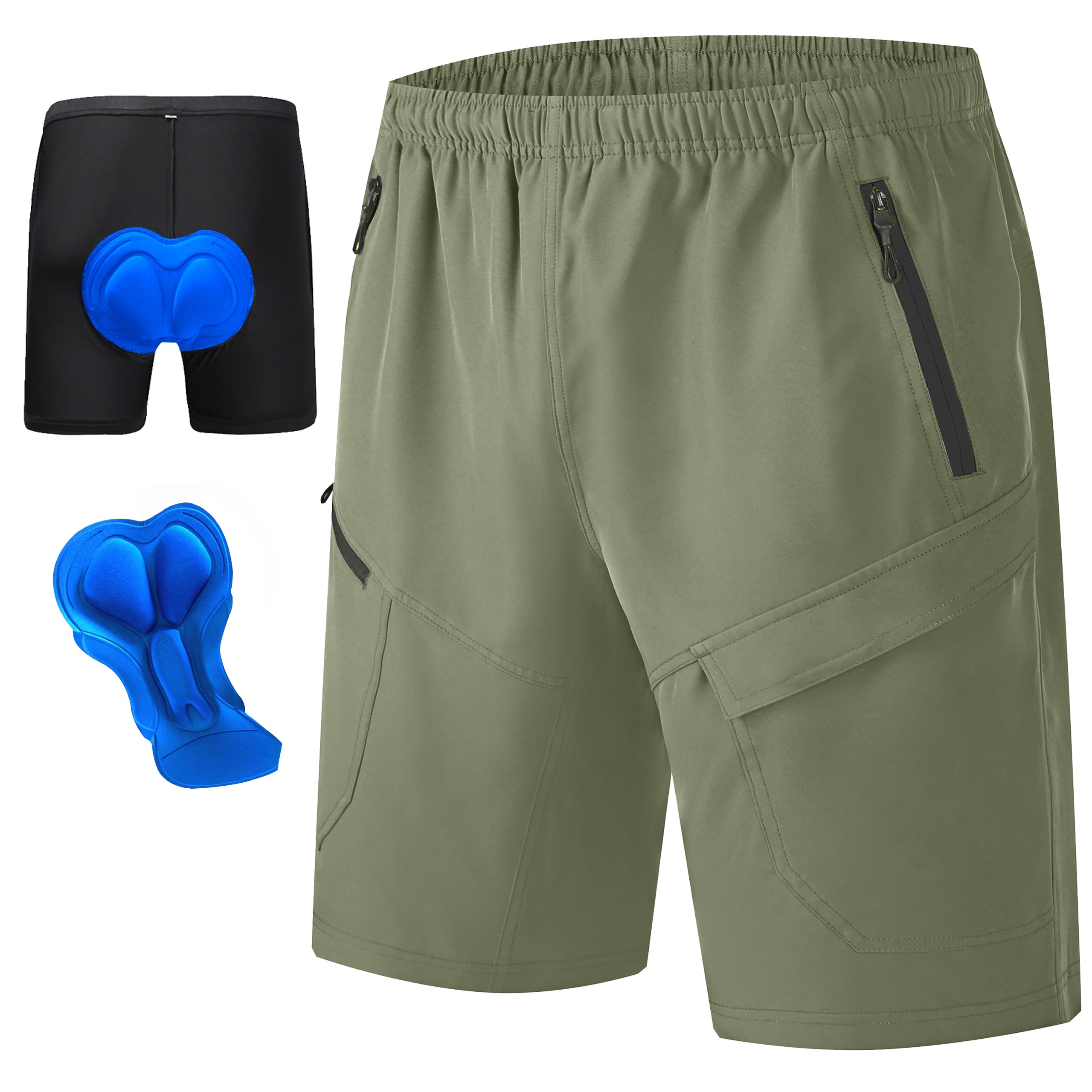 KPSUN Men's Mountain Bike Shorts 3D Padded for MTB Long Distance Riding