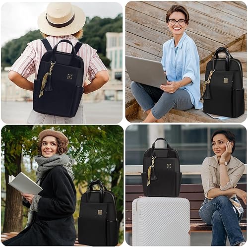 Miniatura 2 de Kamlui Mochila para laptop de 14 a 15.6 pulgadas, 16 para mujer, accesorios para mujer, bolsa negra para laptop, negro239, Negocios