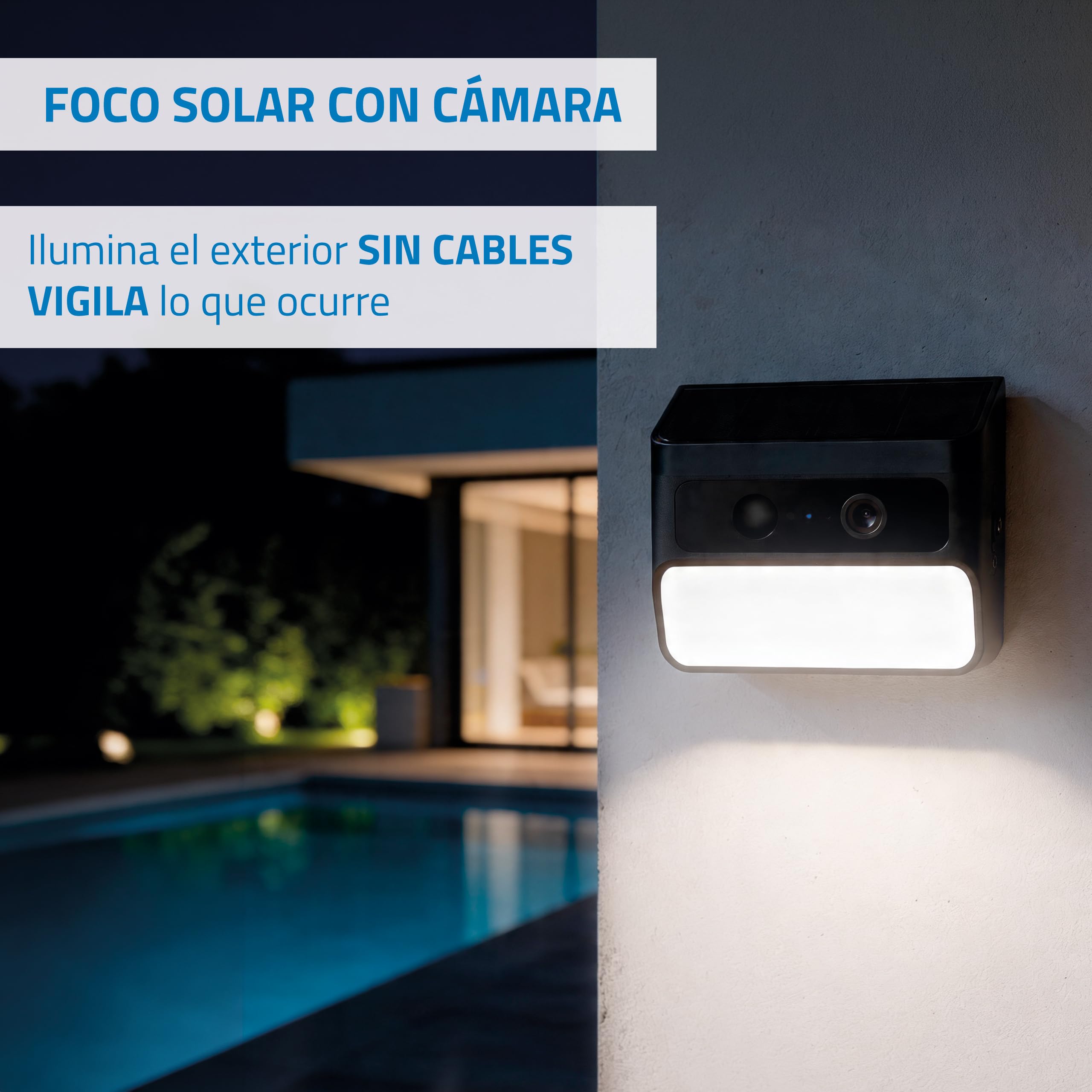 NIVIAN Telecamera IP Wi-Fi solare con faretto LED esterno 2K rilevamento PIR batteria