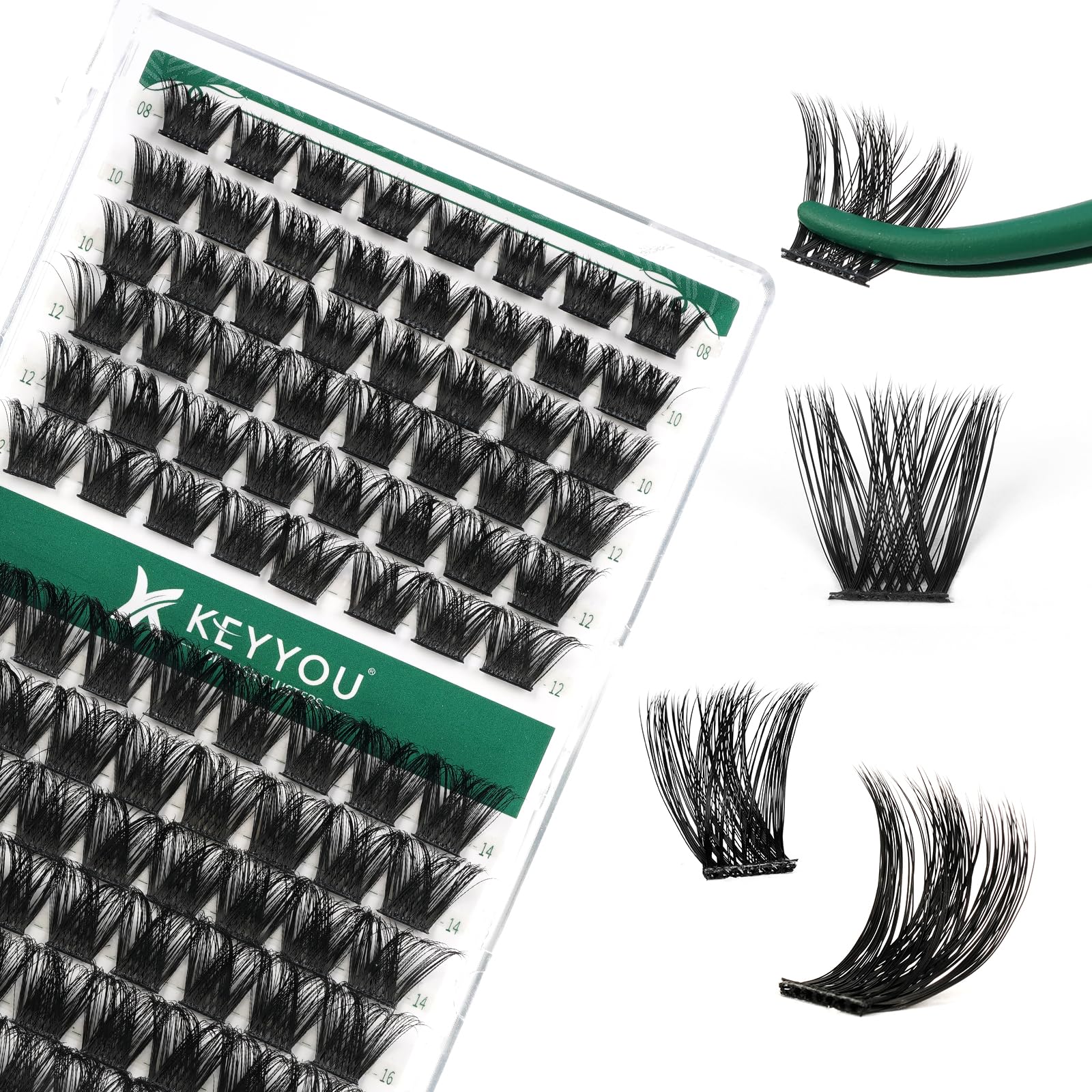 Lash Clusters 96pcs Individual Lashes Y02 D Curl 10-18MIX Cluster Lashes KEYYOU Volume Wispy Lash Extension Soft&Comfortable Easy DIY at Home(Y02,D-10-18MIX)