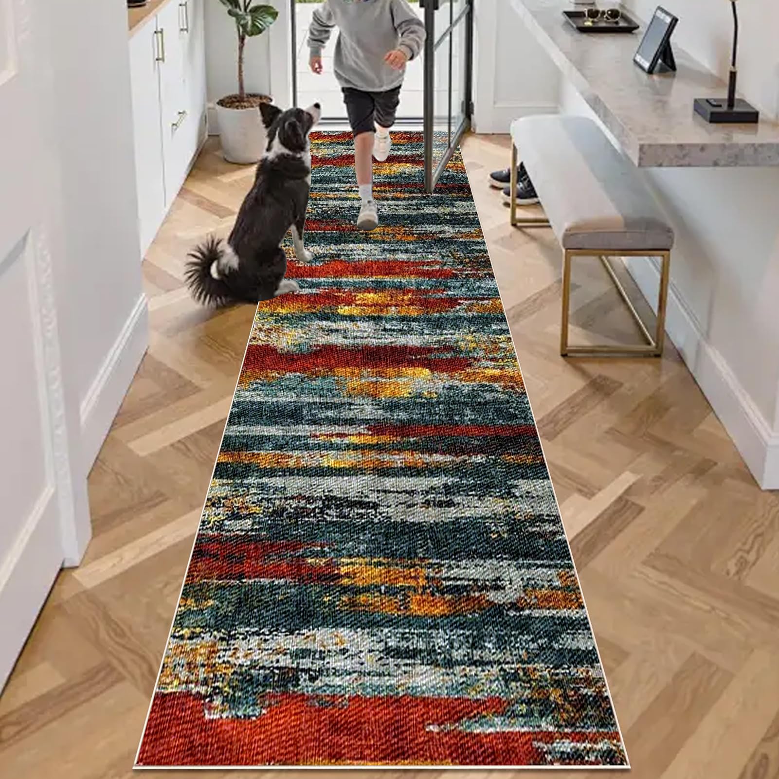 Carpet Runners for Hallways Non Slip Hallway Runner 60 x 240 cm Absorbent Carpet Floor Mat Washable Kitchen Runner Rug Long Hallway Hall Runner Narrow Rugs Area Rugs Runner Rug for Hallway Entryway