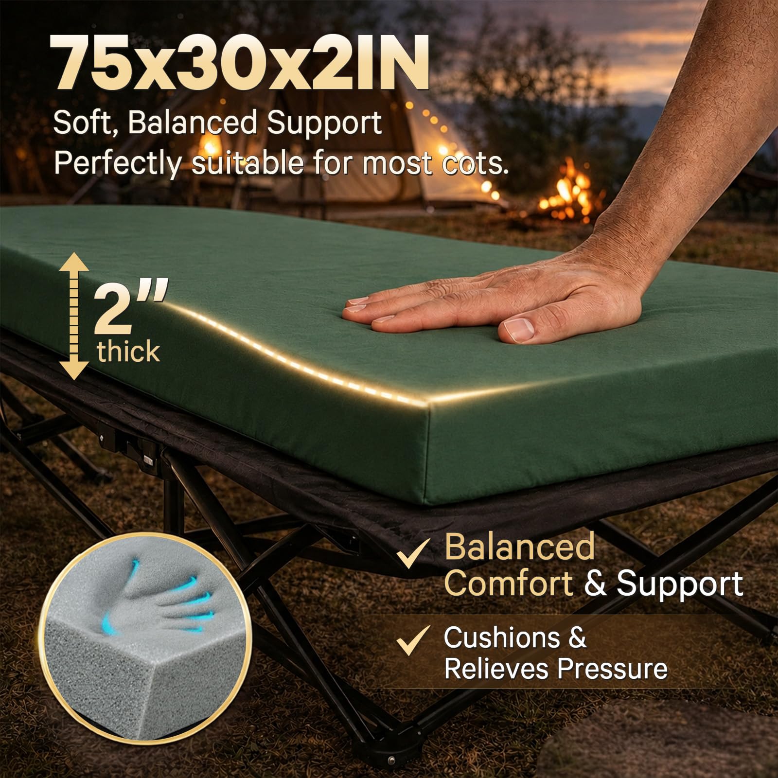 CYMULA Memory Foam Camping Mattress Pad Isomatte Portable Roll Up Mattress for Adults Camping Bed Pads for Sleeping, Guest Bed for Sleepover Car Bed with Travel Bag