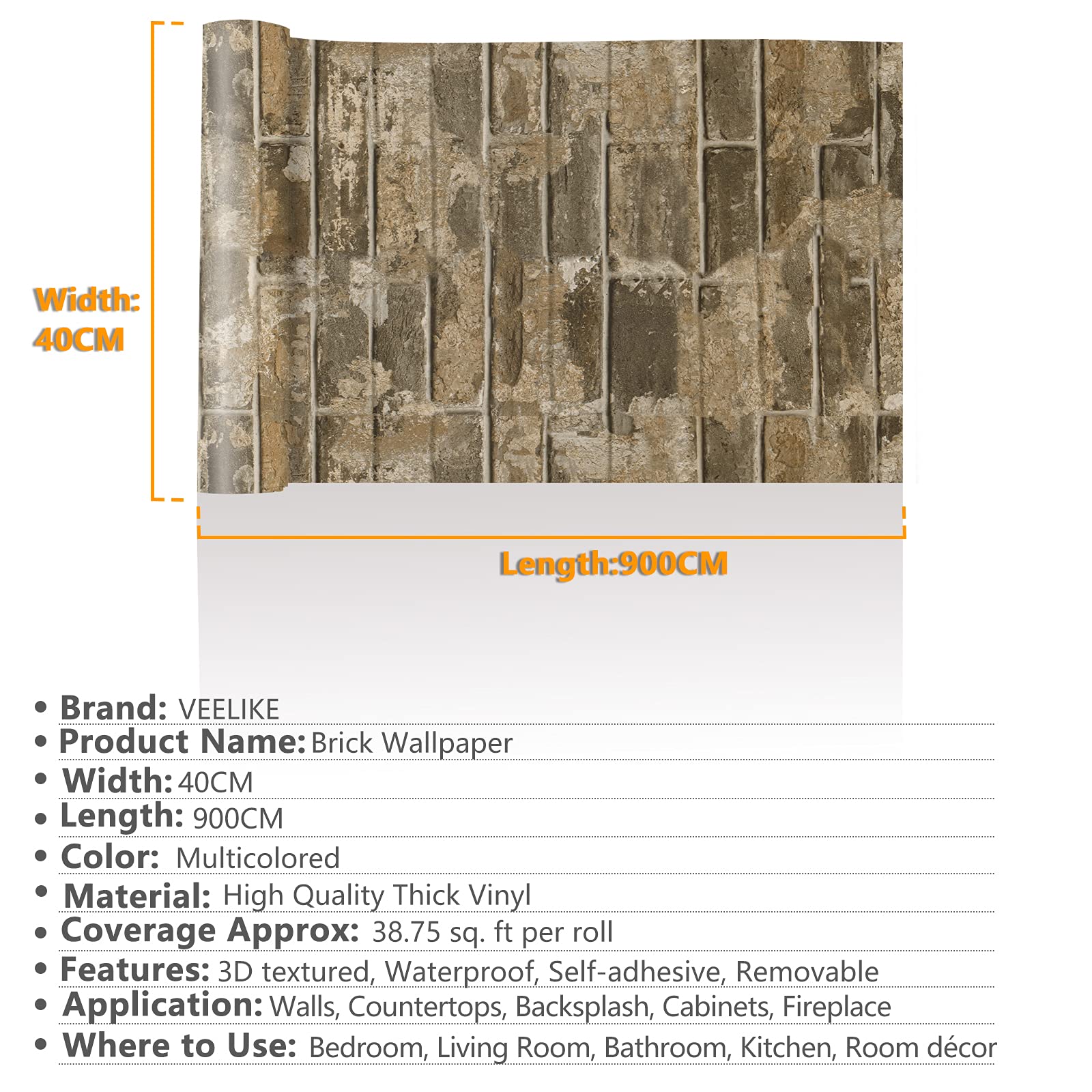 VEELIKE Thick Dark Brown Wood Effect Wallpaper Self Adhesive Worktop Vinyl Covering 40cm X 900cm - View #11