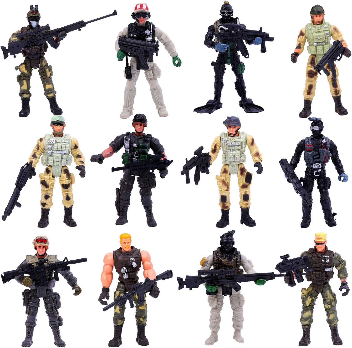 Elcoho 12 Pieces Army Toy Soldiers Action Figures Assorted
