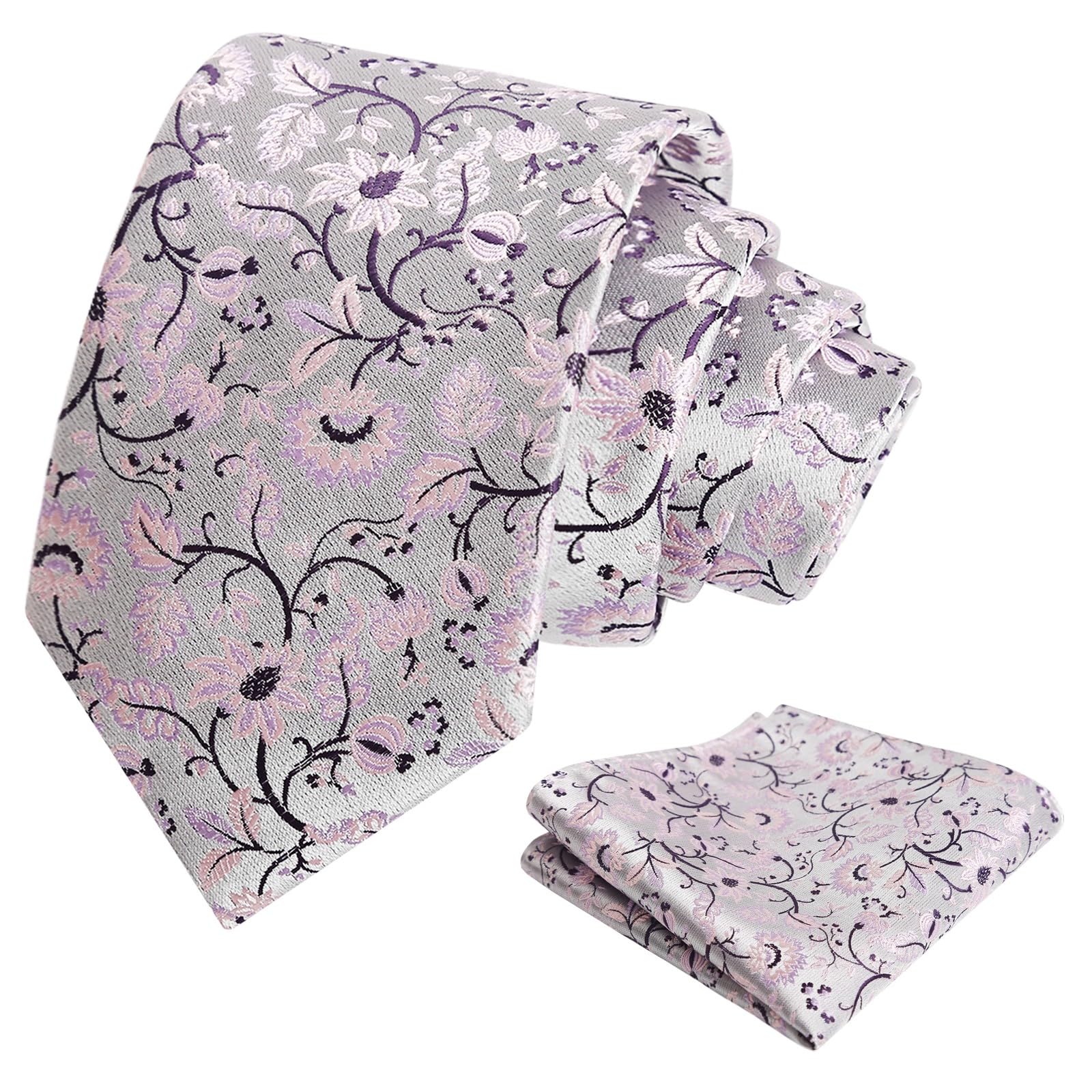 Alizeal Mens 3.15inches Leaf Flower Pattern Tie Set