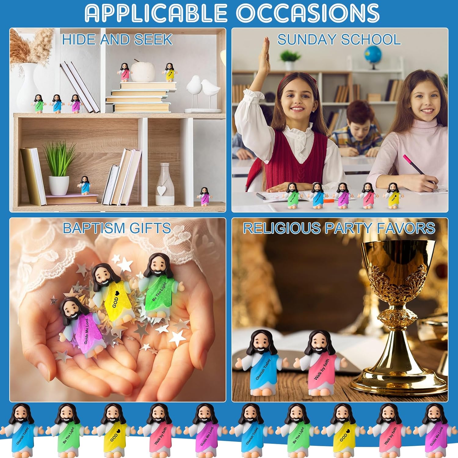CroBlissful 25 Pcs Little Jesus Figurine Bulk Glow in the Dark Jesus Figure to Hide and Seek Luminous Tiny Pocket Statue for Vbs Let Your Light Shine Baptism Sunday School Halloween (Bible Style)
