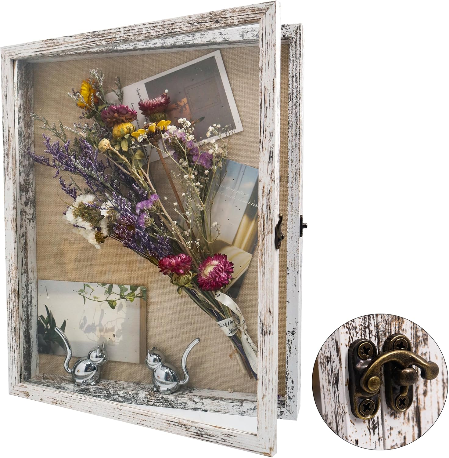 13x16 Wedding Bouquet Shadow Box Display Case,1.5-inch Depth Shadow Box Picture Frame, Wedding Bouquet Memorabilia Medals Photos Memory Box-Large Shadow Box Frame with Real Glass Door