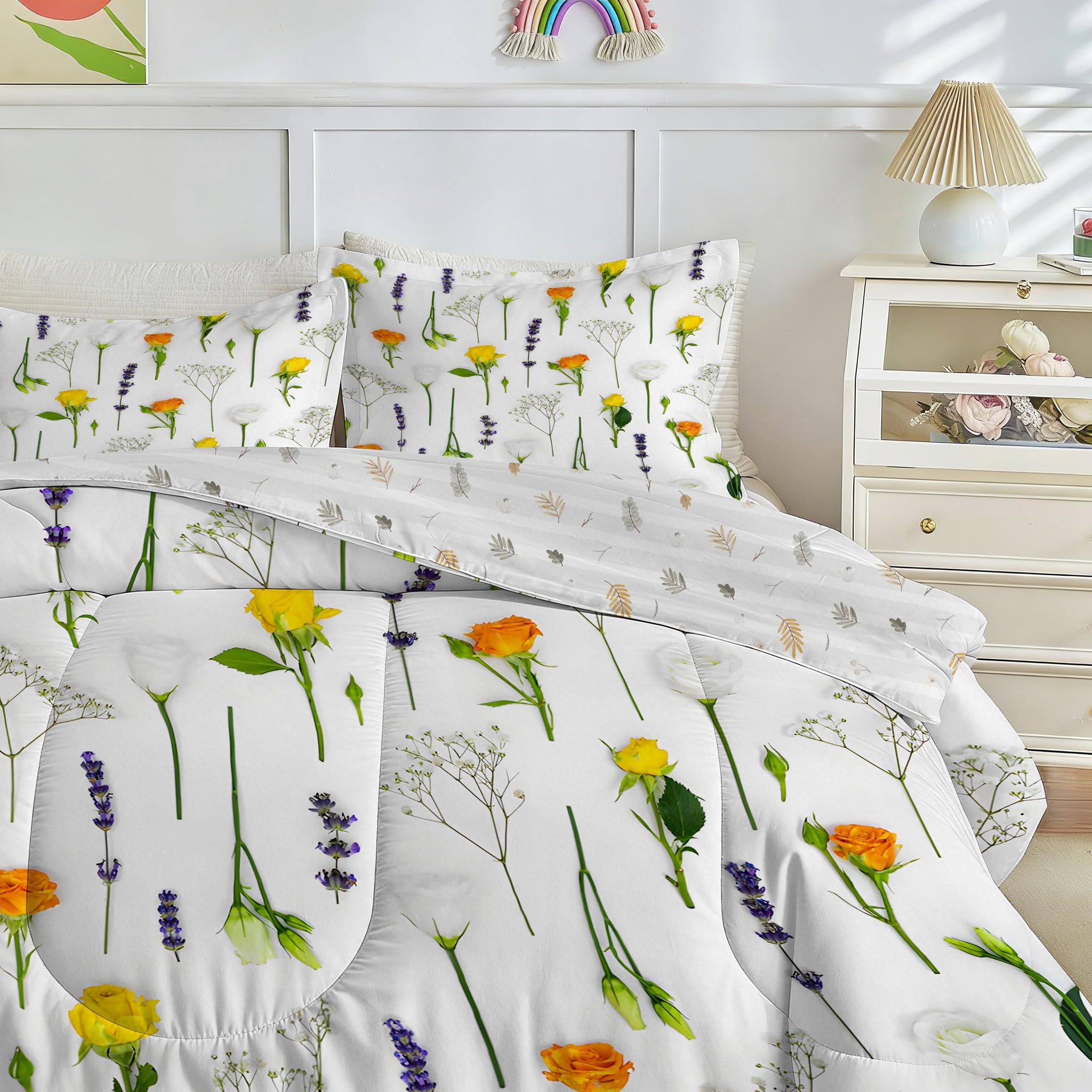 Couette 140x200 Enfant Sans Housse Imprimée Roses multicolores 4 Saisons