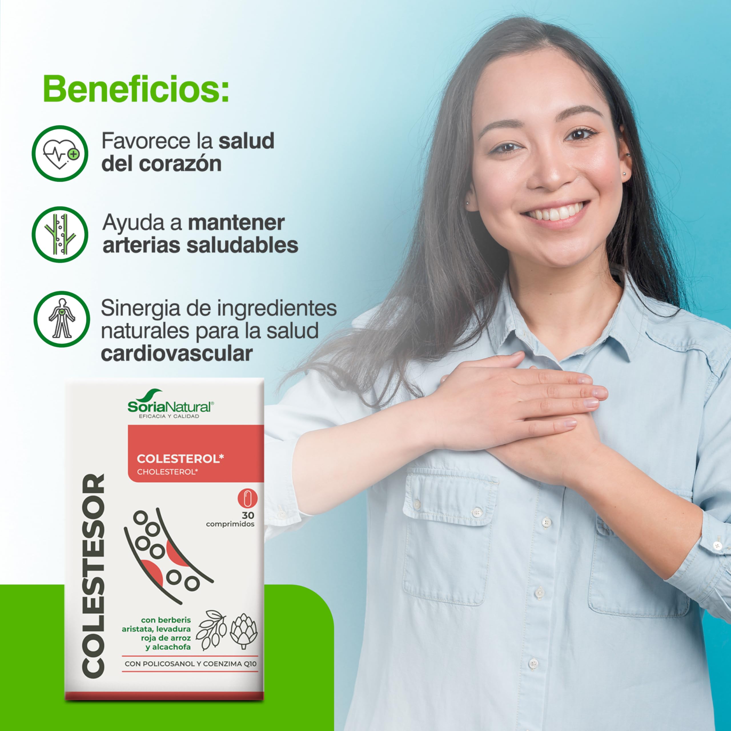 Soria Natural COLESTESOR - Levadura de Arroz Rojo, Berberis, Alcachofa, Coenzima Q10 y Policosanol - Complemento Natural para Controlar Colesterol y Trigliceridos - PACK2
