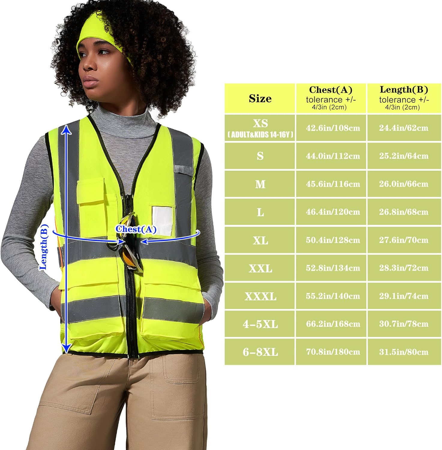A-SAFETY High Vis Safety Vest for Women - Reflective Strips, Multi-Pockets, Zipper Closure - Image 3