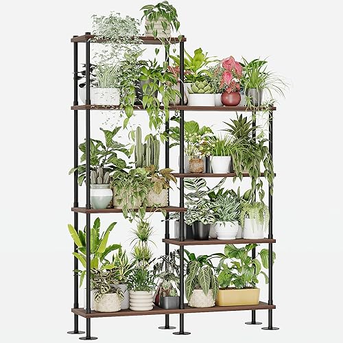 Miniatura 9 de Bamworld Soporte alto para plantas de interior de 6 niveles, soporte de metal para plantas de 72 pulgadas, soporte para plantas grandes, soporte