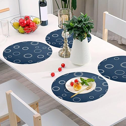 Miniatura 6 de Cute Bubble Navy Blue PVC Placemats, Non Slip Washable Placemats for Kitchen Table one sizex1