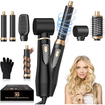 Airstyler 5-in-1 Hair Styler Set Ion Hair Dryer Brush with 30 mm Hot Air Curling Iron 1000 W Hair Dryer for Volume Drying Straightening & Curling 3 Temperature Levels 50  C - 105  C for All Hair Types