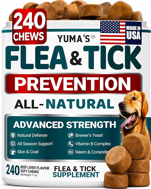 Chewable Flea and Tick Prevention for Dogs - 240 Chews - Flea Oral Pills | Dog Flea & Tick Treatment & Control Chews for Small, Medium & Large Dogs - All Breeds & Ages - Chicken Flavor - Made in USA