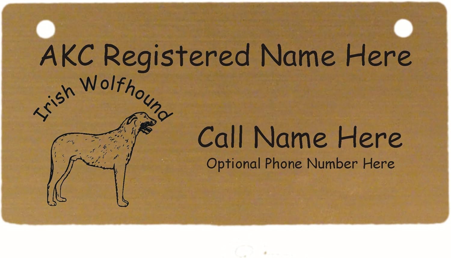 C3390 Irish Wolfhound Standing Crate Tag Personalized with