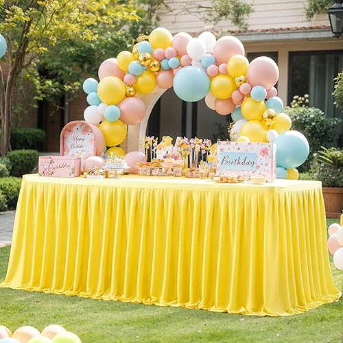 Miniatura 194 de Wish Care Paquete de 2 manteles rectangulares negros para mesas de 6 pies, manteles ajustables de poliéster elásticos 6T para fiestas, bodas, ferias