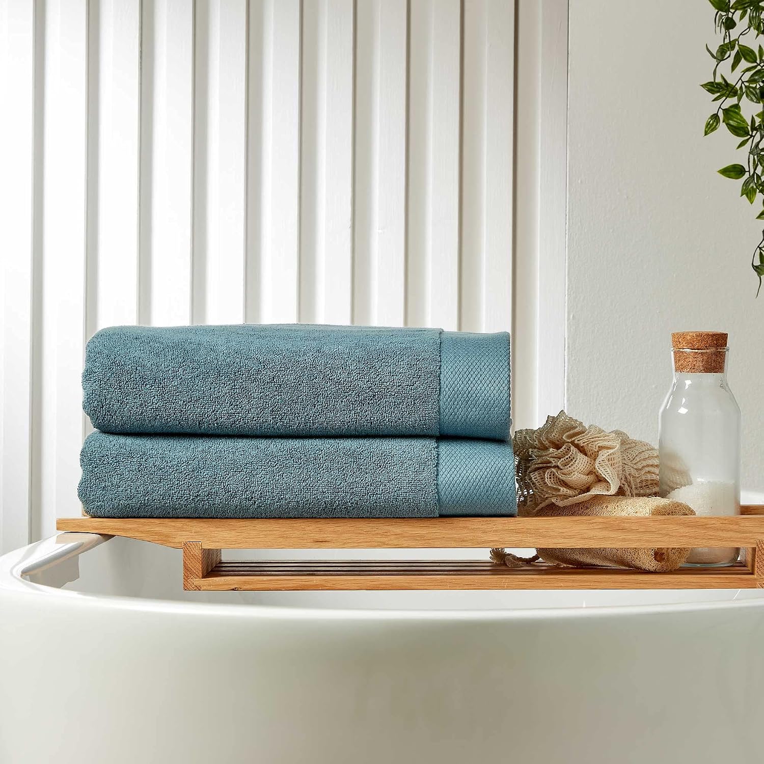 Christy Luxe 2 Piece Bath Sheets Set| Denim Blue | Luxe Heavyweight 100% Turkish Cotton | Ultra Soft | Super Absorbent | 730GSM