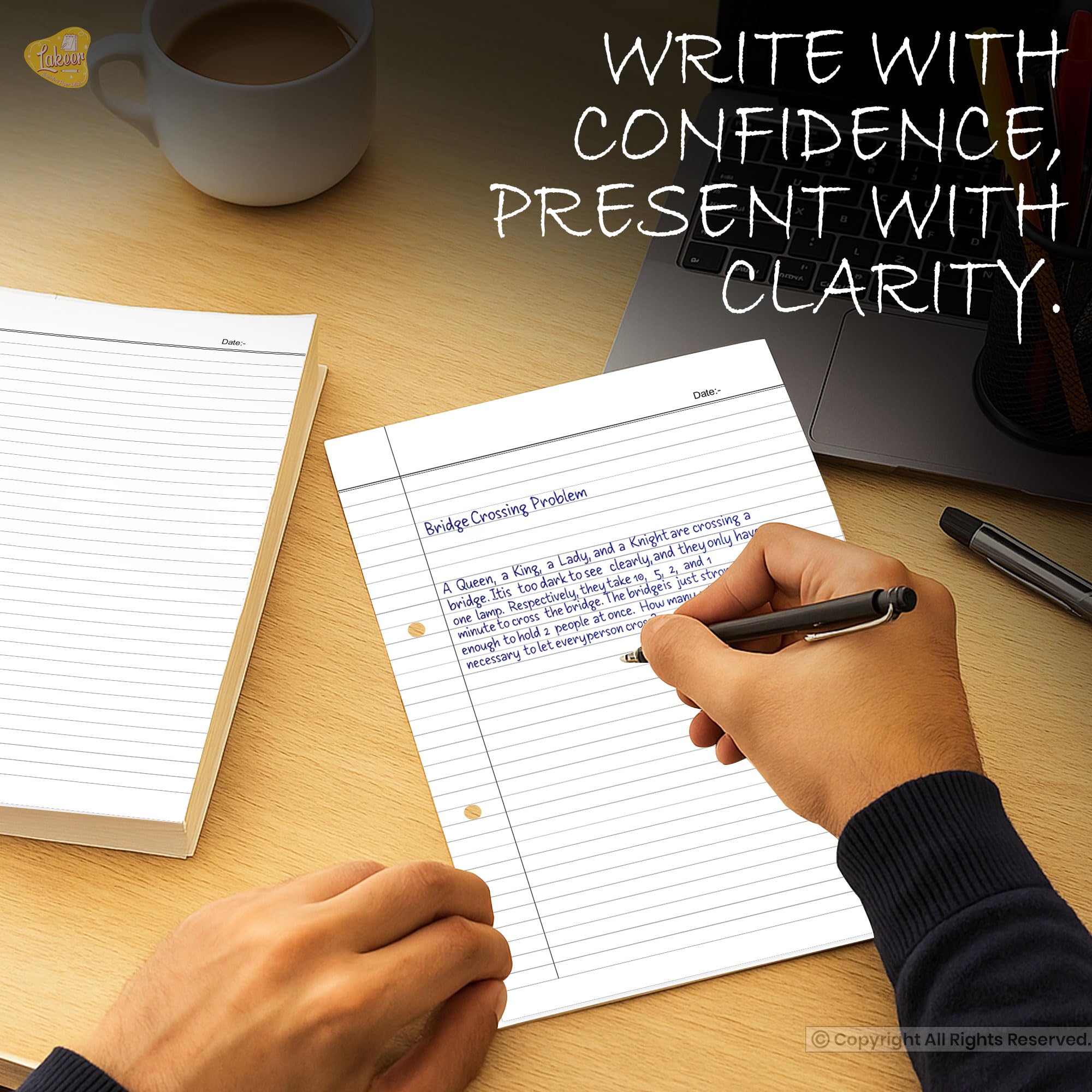 Paraspapermart A4 Ruled White Project Sheets (100 Sheets, Both Side Ruled) 4