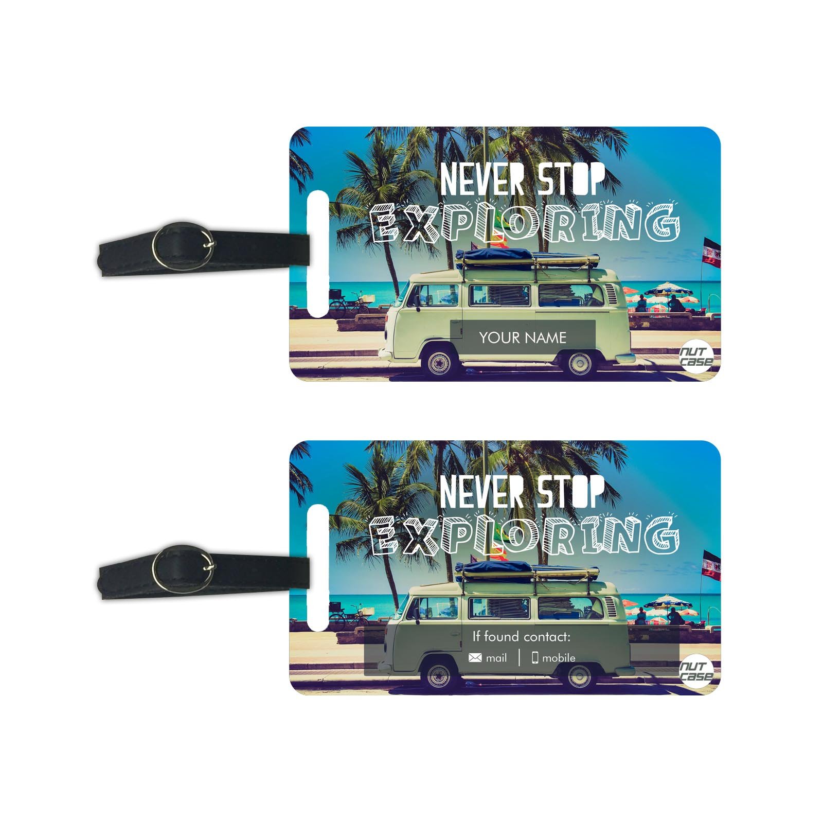 Personalized Designer Luggage Travel Baggage Tags from Nutcase - Set of 2 Tags -Never Stop Exploring