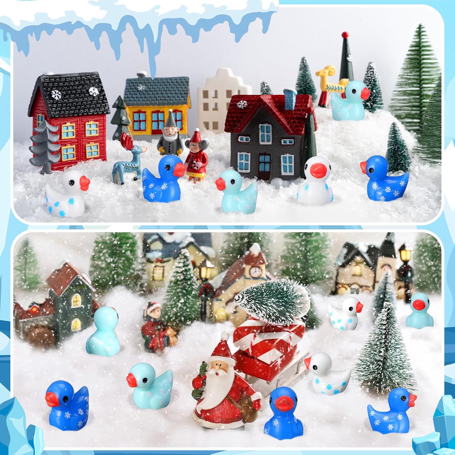 Realspring 100 Mini Resin Ducks Tiny Duck Figurines Bulk Cute Figures Mini Duck for Winter Miniature Landscape Garden Accessories Desktop Layered Tray Ornament Birthday Party Decor - Image 5