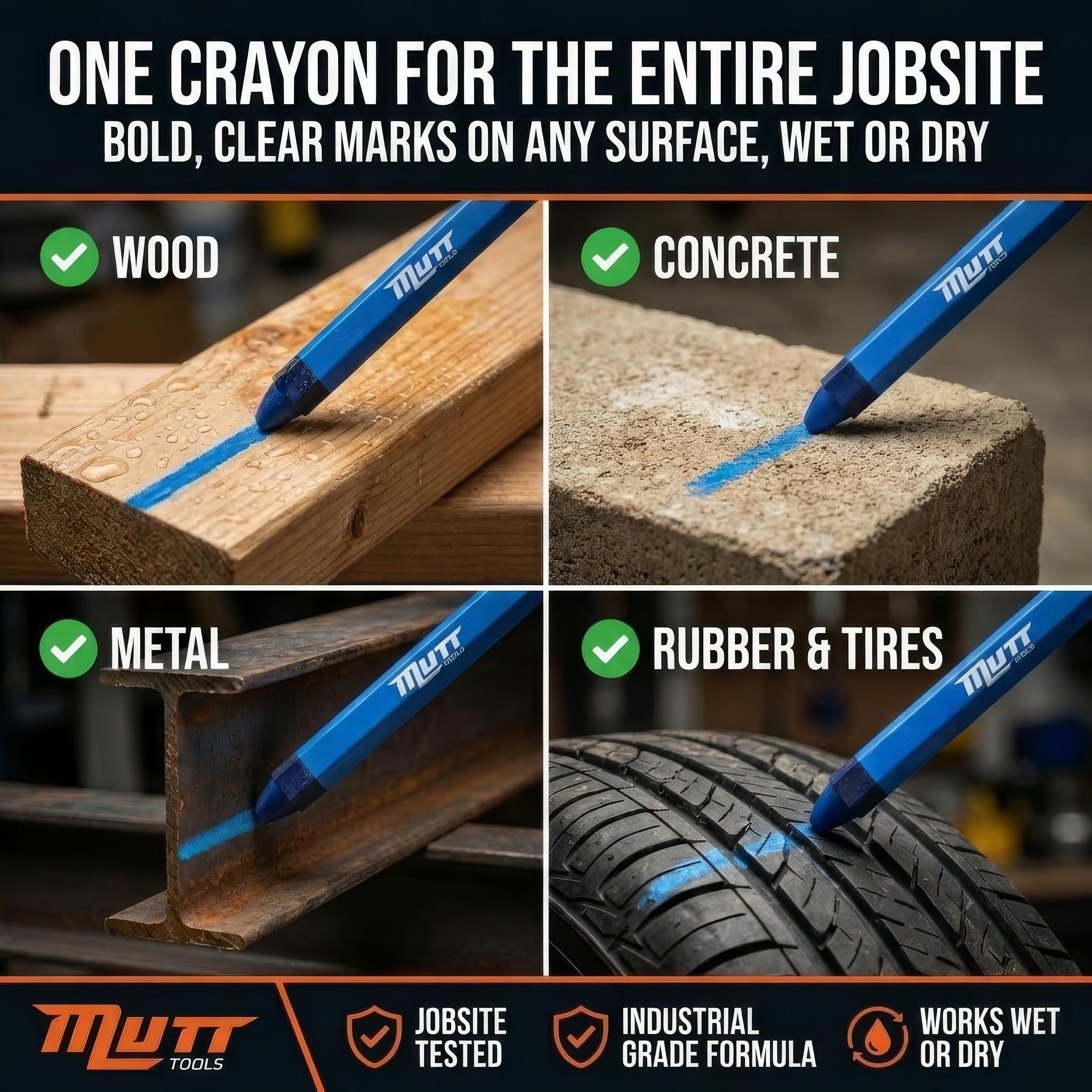 Mutt Tools Blue Lumber Crayons 12 Pack - Construction Crayon — Amazon image 2