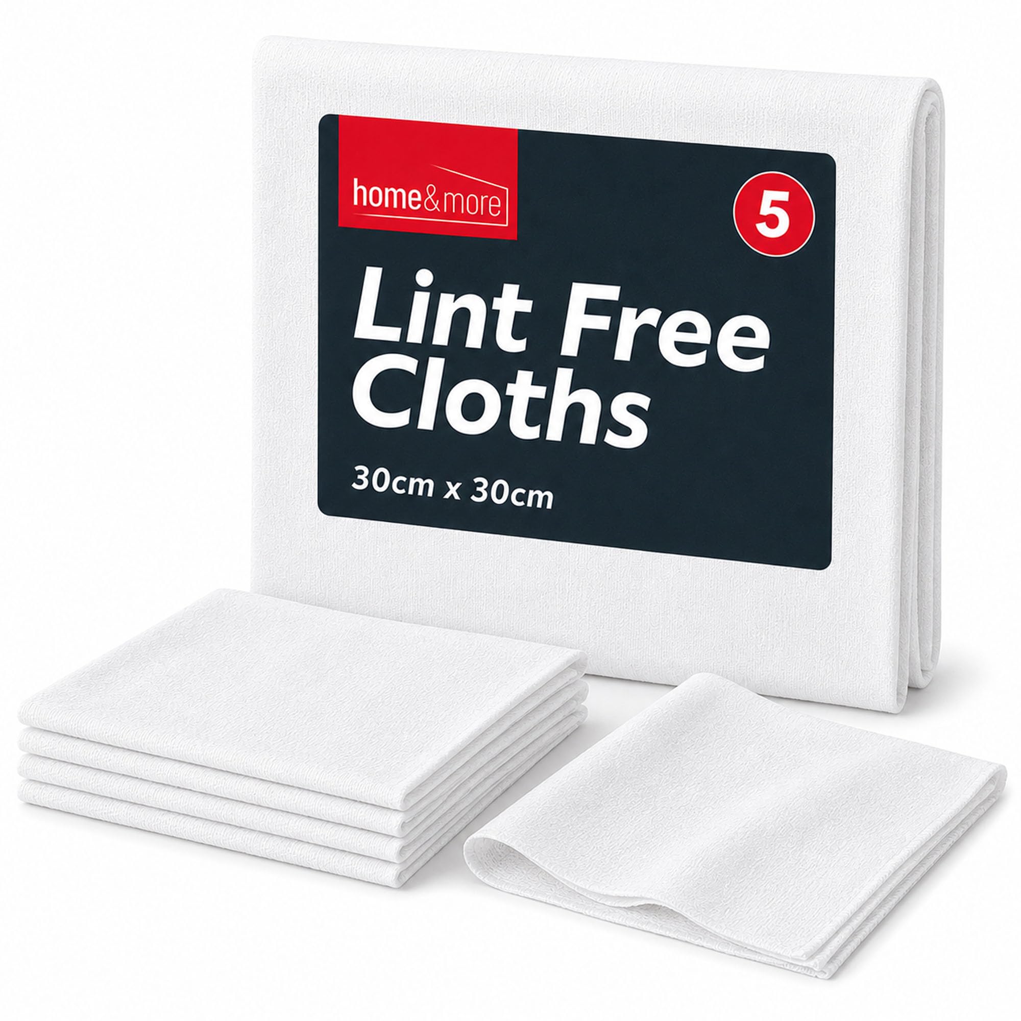 SOL 5pk Lint Free Microfibre Cloths 30x30cm - Multi-Surface Cleaning Rags