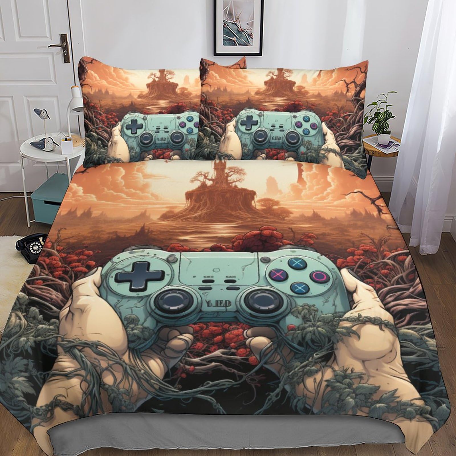 Parure de lit 3D microfibre douce housse de couette squelette