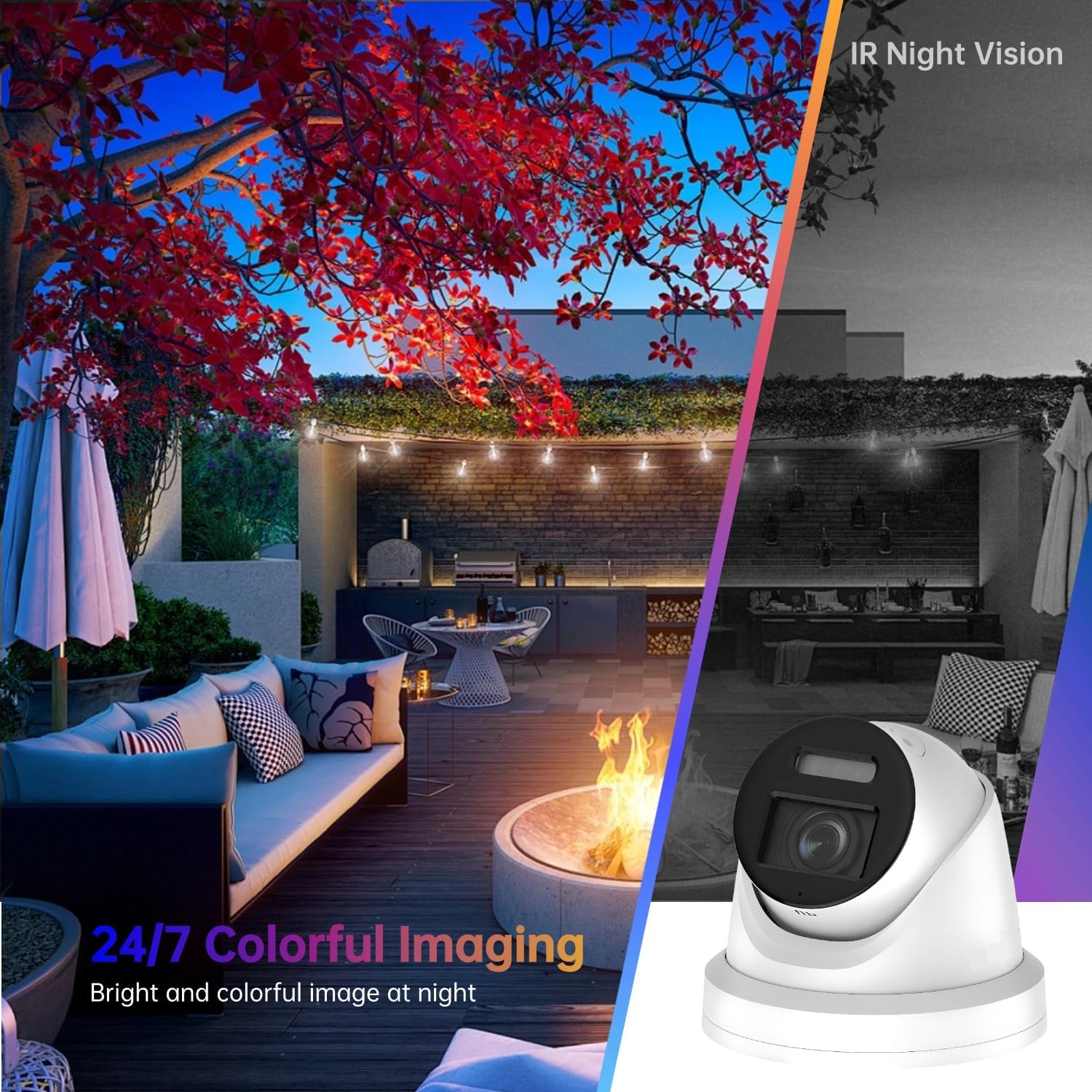 DS-2CD2387G2-LSU/SL 2.8mm HIK 8MP Color-VU PoE IP Camera Outdoor Indoor, 4K PoE Turret Network Camera with Strobe Light and Audible Warning, Human/Vehicle Detection, 2-Way Audio, IP67 Waterproof