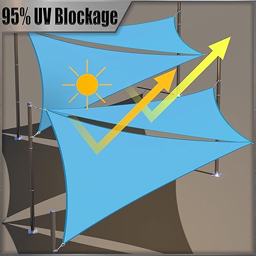 Miniatura 3 de Amgo Toldo parasol impermeable triangular azul de 16 x 16 x 16 pies, UPF50+ AMTADT16, toldo con 98% de bloqueo UV, resistente al agua, para