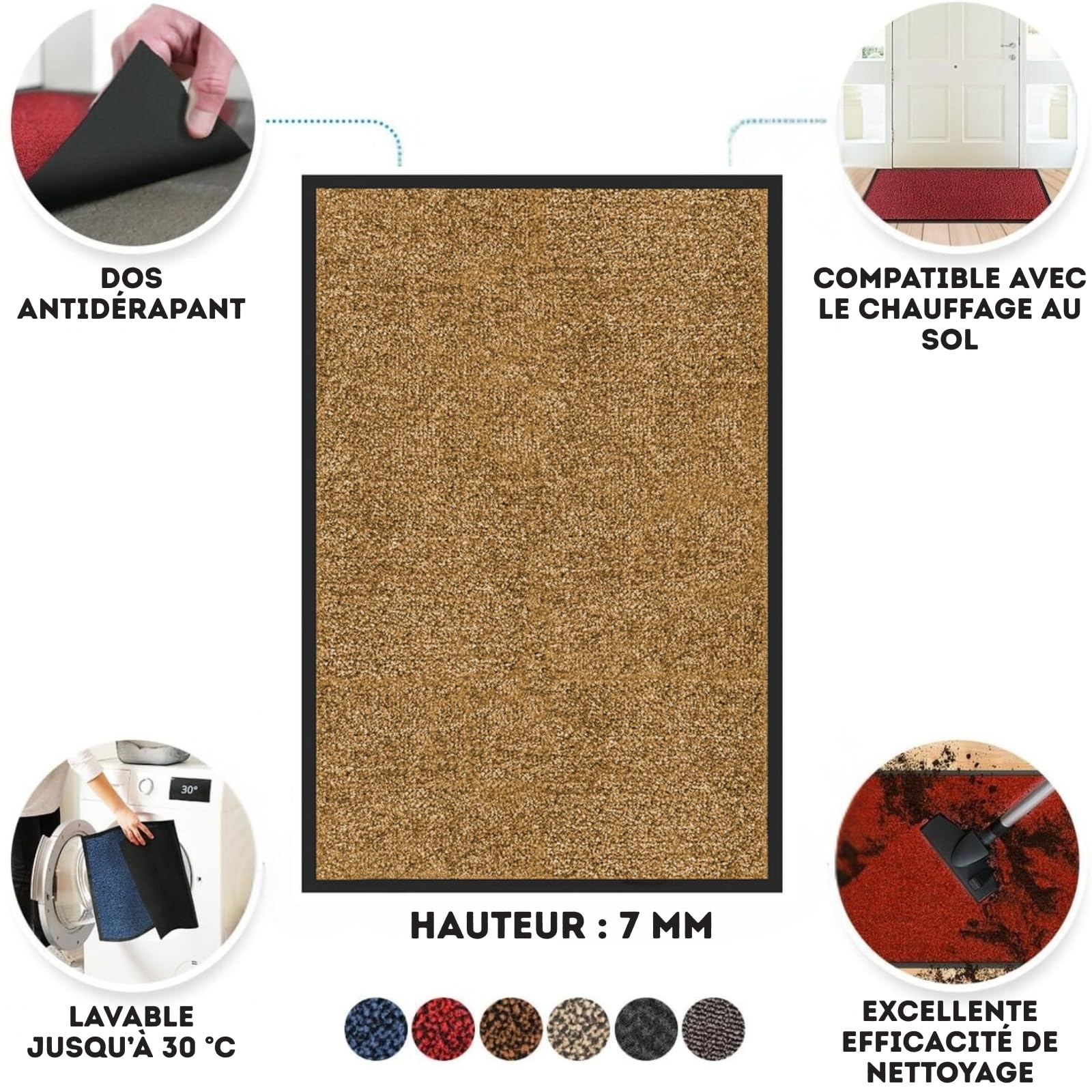 Casa Pura - Tappeto antiscivolo e antipolvere, zerbino per interni ed esterni, lavabile e ultra assorbente, 90 x 600 cm