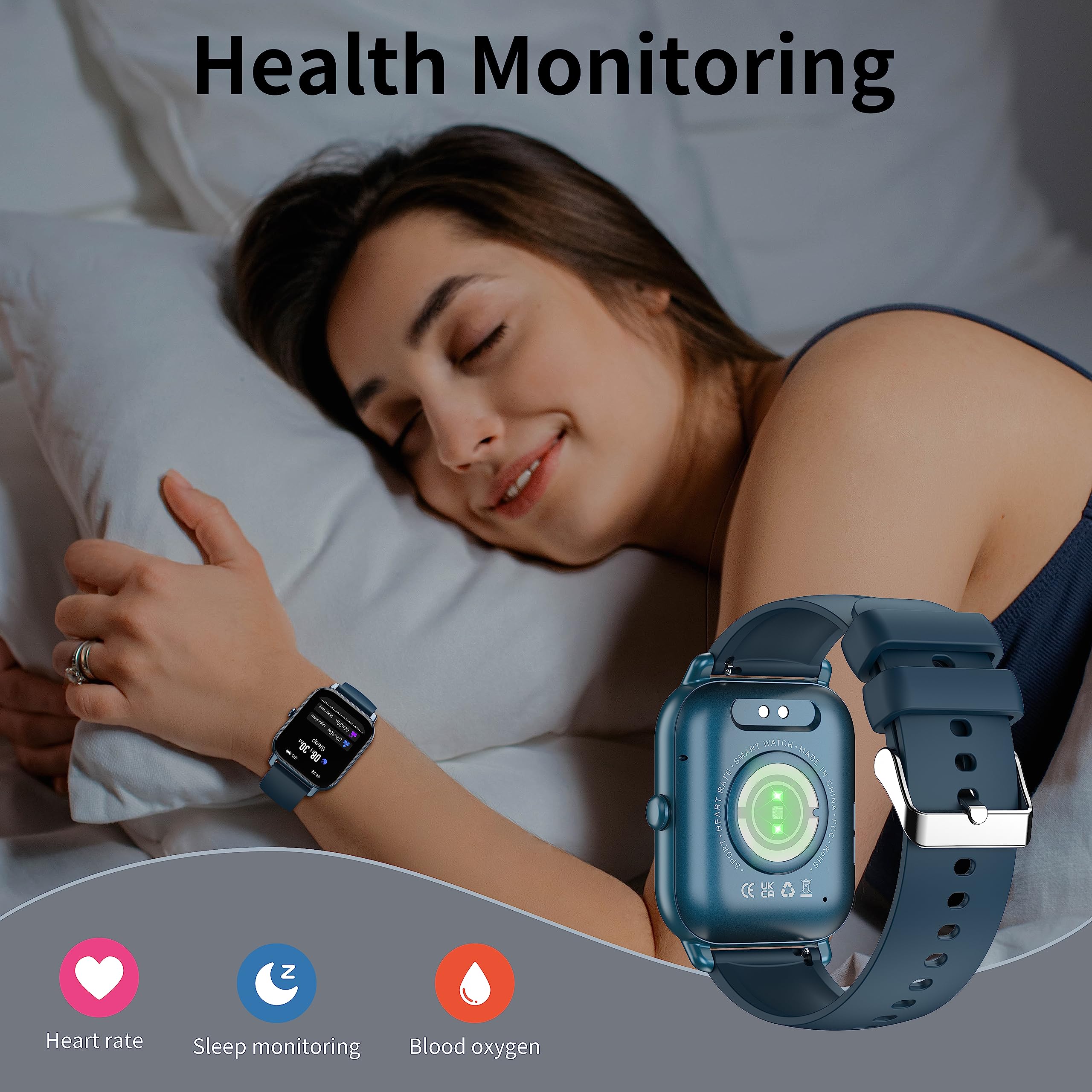 dotn Smartwatch Uomo Donna Effettua/Risposta Chiamate, 1.85" Orologio Smartwatch 112 Modalità Sonno Cardiofrequenzimetro Sportive Orologio Digitale, Impermeabile IP68 Smart Watch Android IOS, Blu