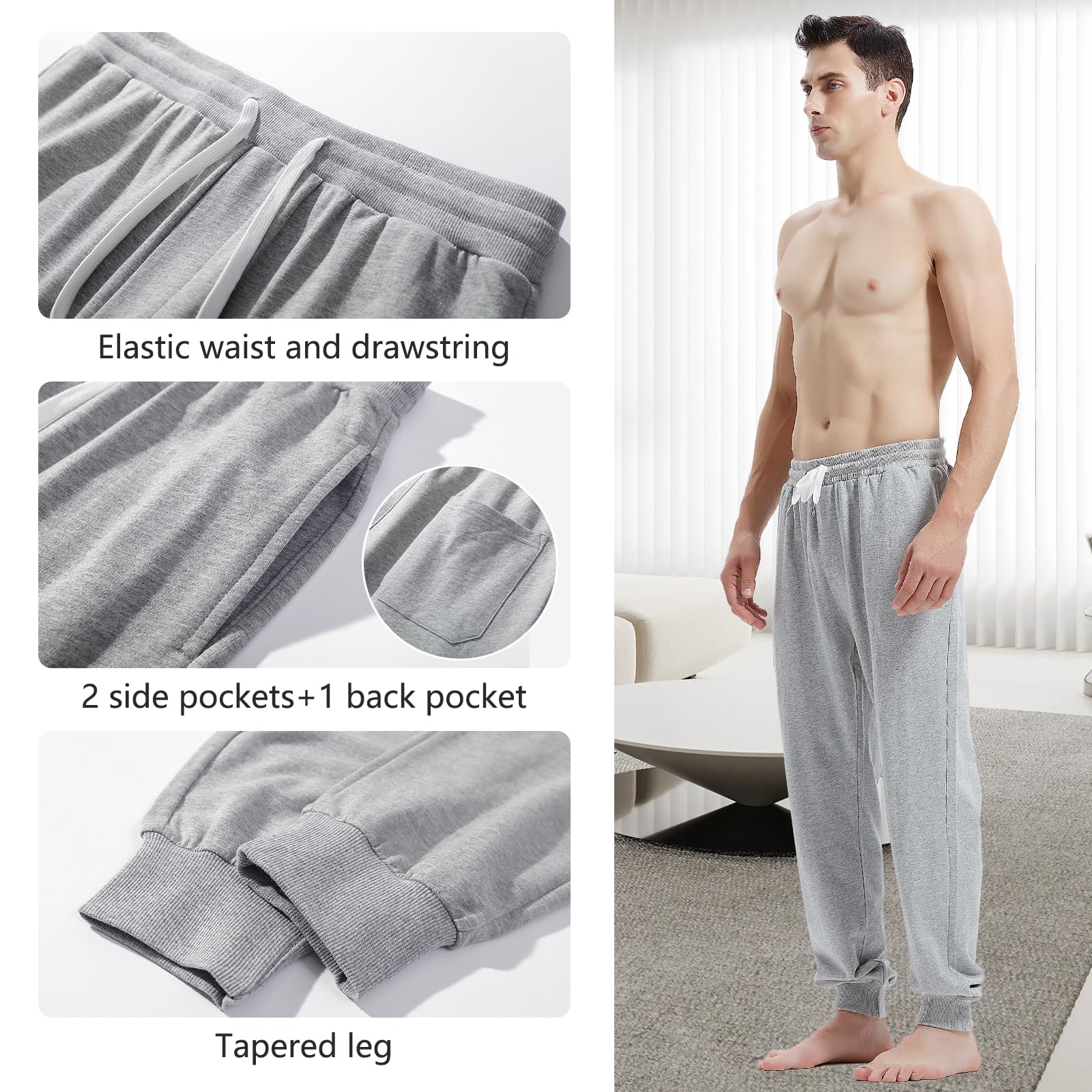 Amy Coulee Pantaloni sportivi da uomo in cotone con tasche