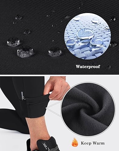 Miniatura 4 de Pudolla Mallas térmicas para correr para hombre con 3 bolsillos con cremallera, leggings de compresión para entrenamiento, pantalones de ciclismo