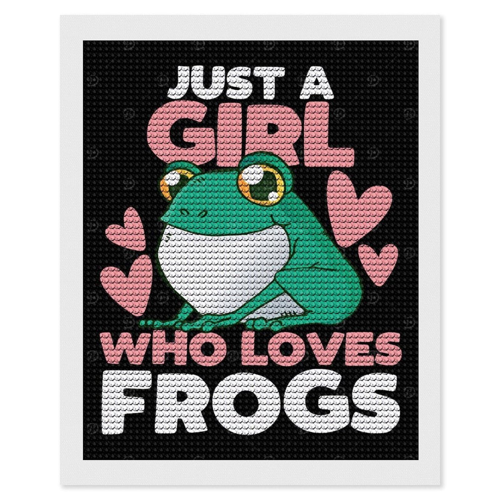 Junmoney Frog Toad Full Drill Diamond Painting Kit 16"x20", for Teens, Adhesive Canvas, Bedroom Decor, Holiday Gift Idea