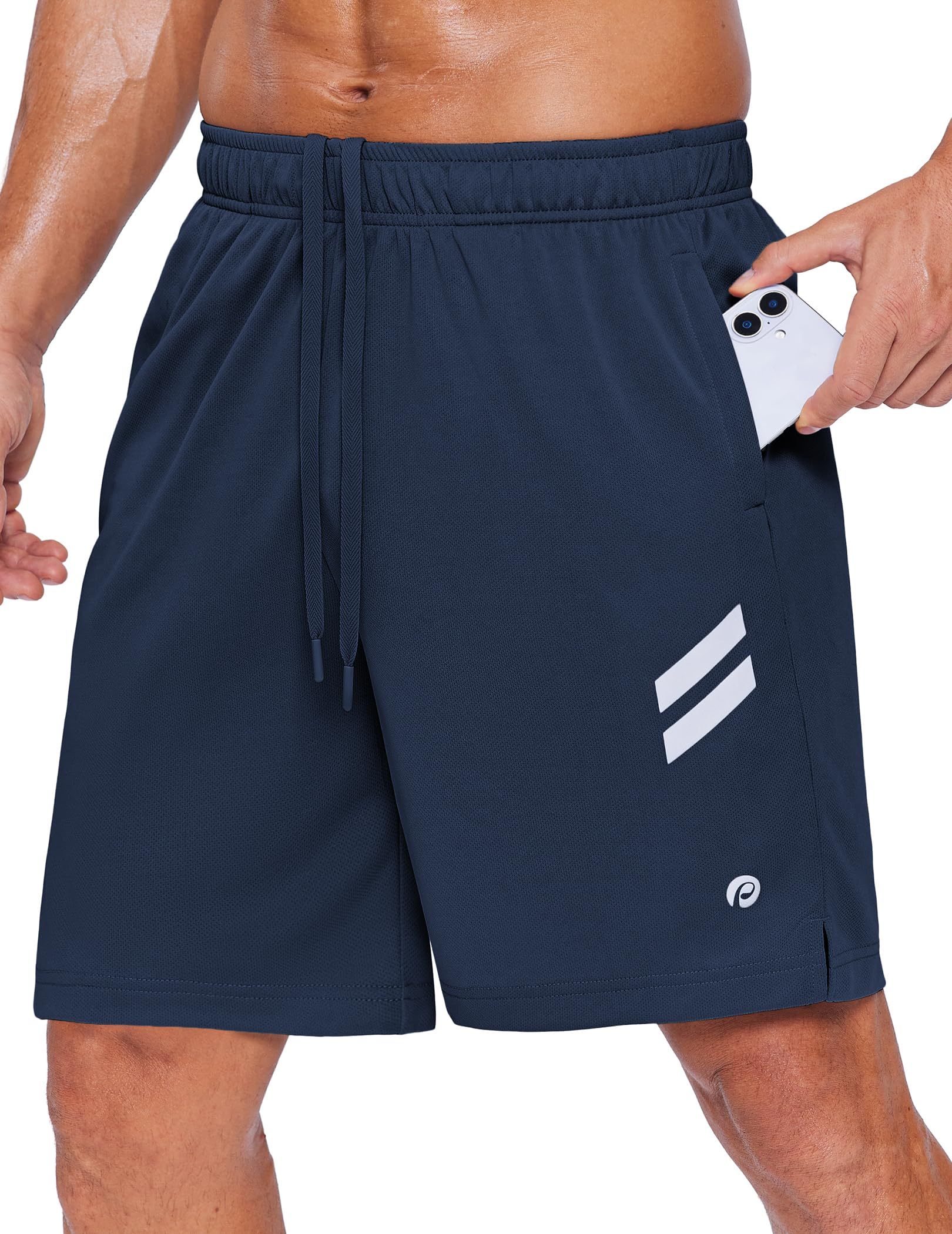 PINSPARK Mens Workout Running Shorts 7 Quick Dry Gym Athletic Shorts with Pockets