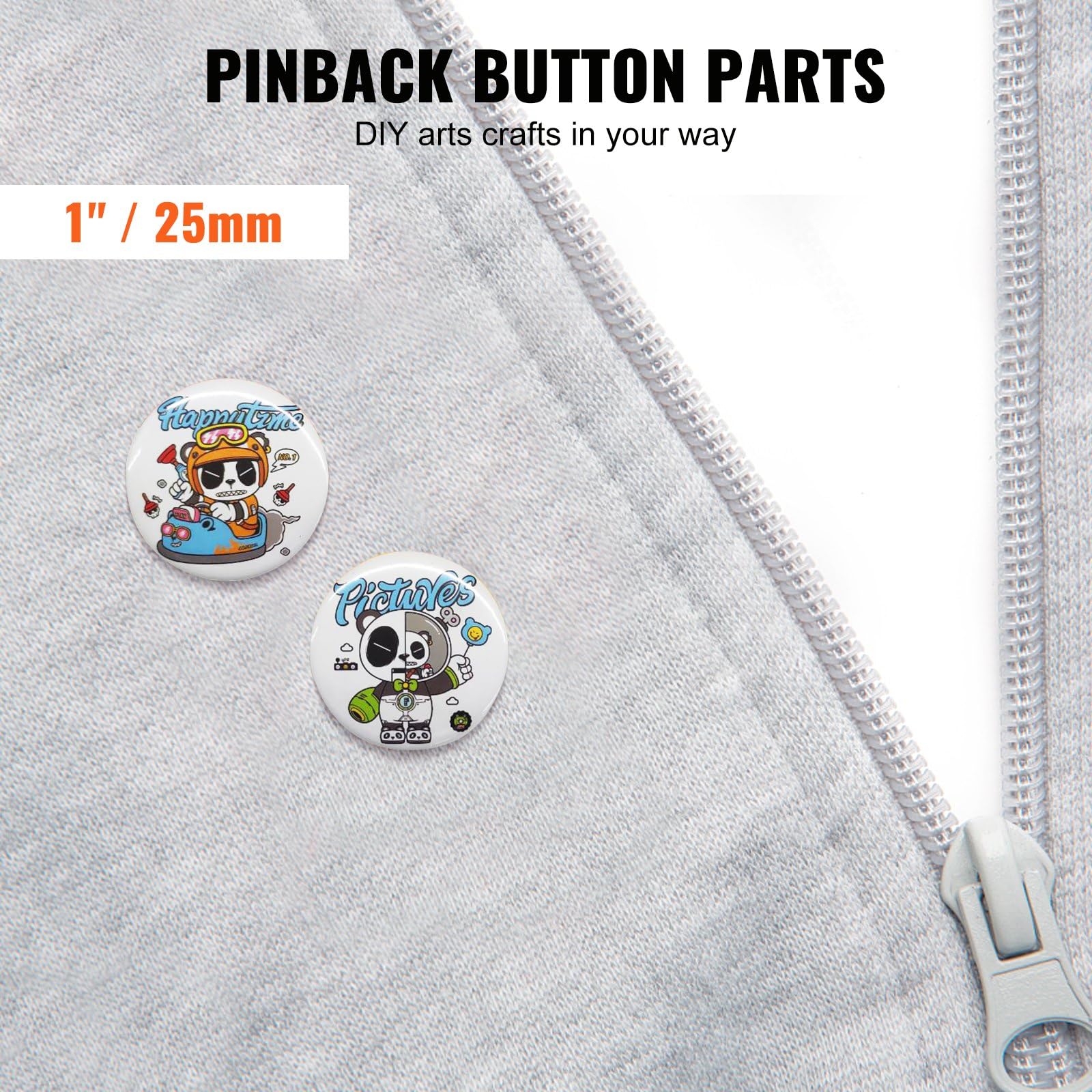 500er Set Abzeichen 25mm Zubehör für DIY Badge Punch Press Metall und Kunststoff 250 + 250 Stk