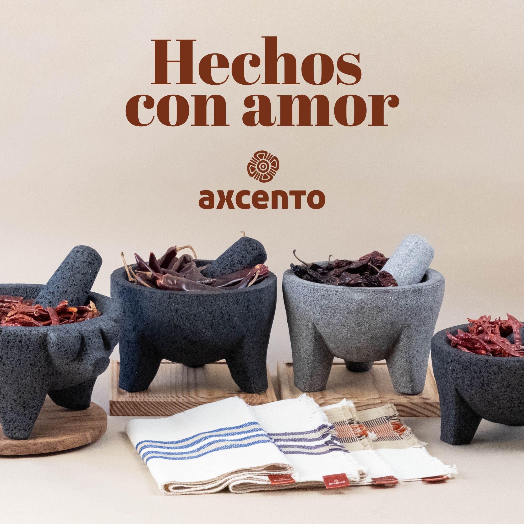 Traditionelles Molcajete Mexicano Vulkangestein Mörser und Stößel Set, handgefertigt aus authentischem Lavastein in Puebla Mexiko, Guacamole, Schüssel, Schneidebrett inklusive Molcajete Bowl de Piedra