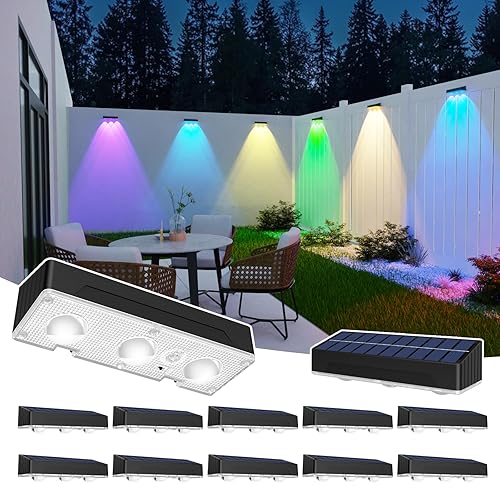 Solar Fence Lights 12 Pack,Solar Deck Lights Waterproof Led with