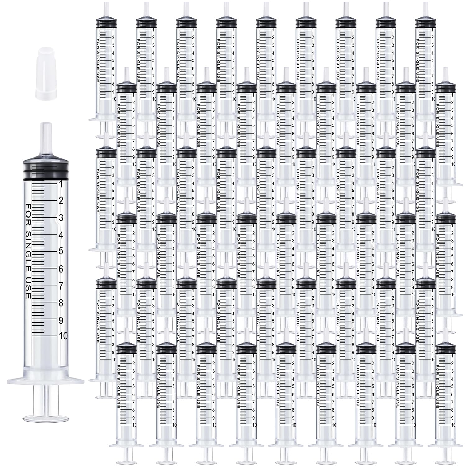 Siringhe da 10 ml, confezione da 200 siringhe grandi in plastica con tappo a punta, siringa dosatrice, siringa orale per laboratori scientifici, alimentazione di animali domestici, misurazione,