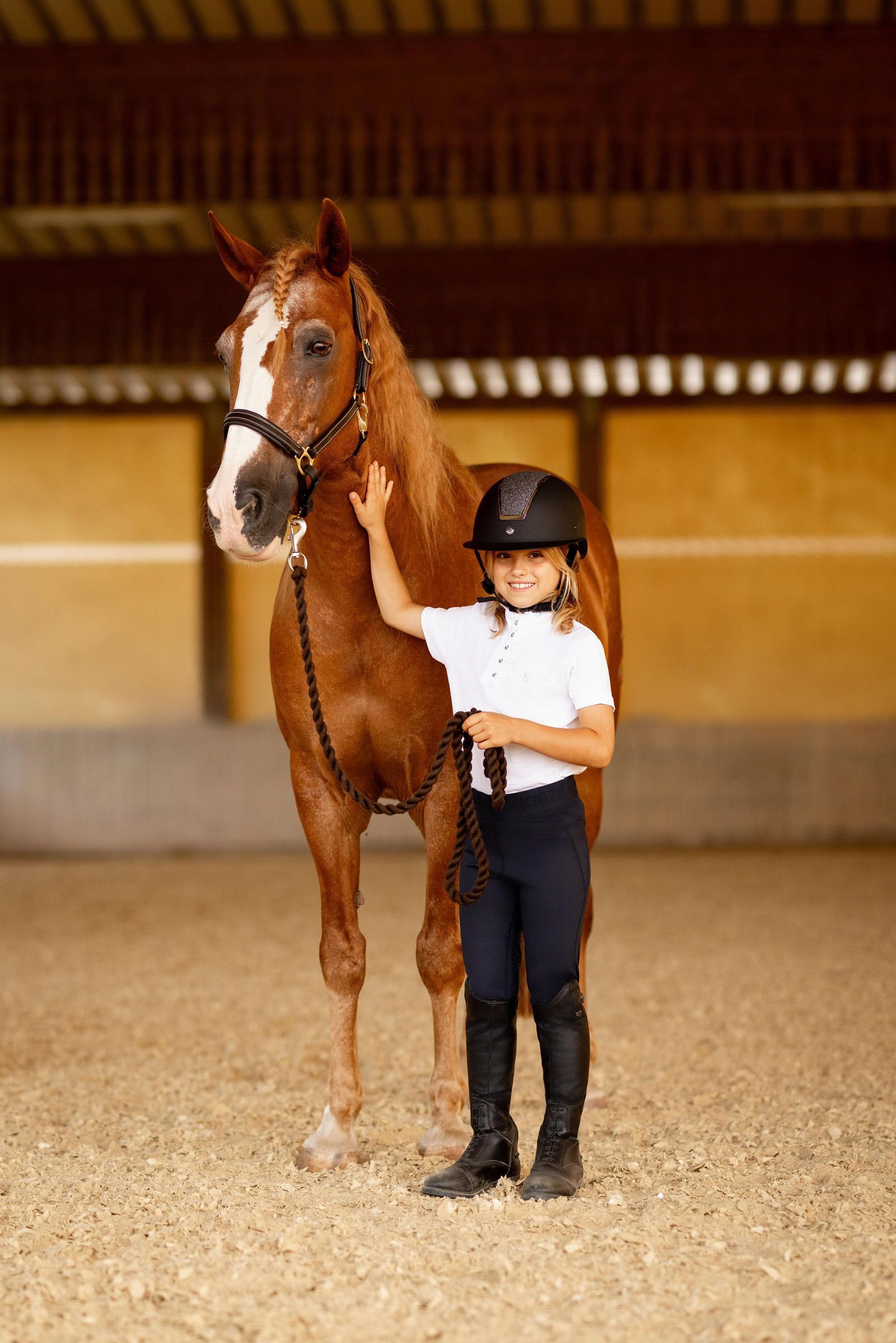 HORZE Kinder Reitleggings Madison, Vollbesatz Reithose Mädchen mit Silikon für besseren Halt im Sattel, Blau, 158/164