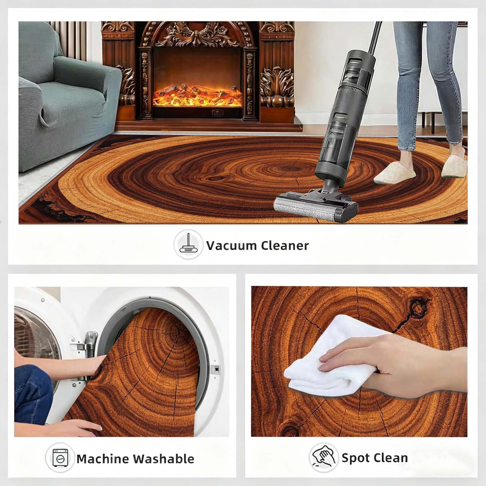 Tapis Salon 160x230cm Cernes des Arbres Impression HD 3D