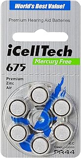 60 iCellTech Hearing Aid Batteries Size: 675 + Battery Caddy
