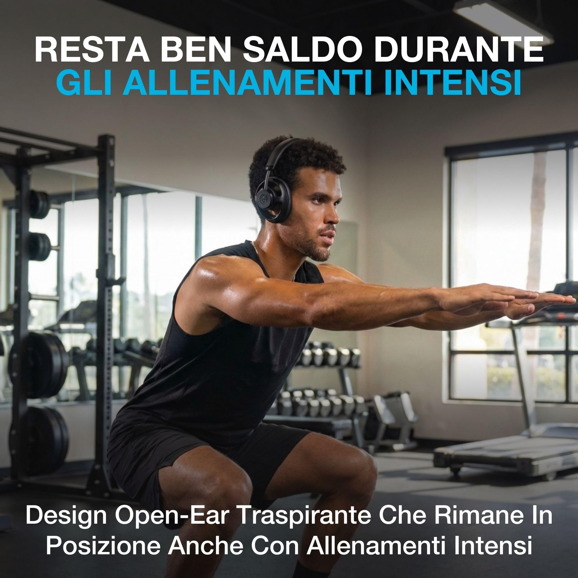 JLab JBuds Open Ear Cuffie Wireless - Bluetooth 24H+, Nero | Cuffie Aperte Bluetooth, 24H+ di Autonomia, Doppi Driver, Audio Personalizzato, Traspirante